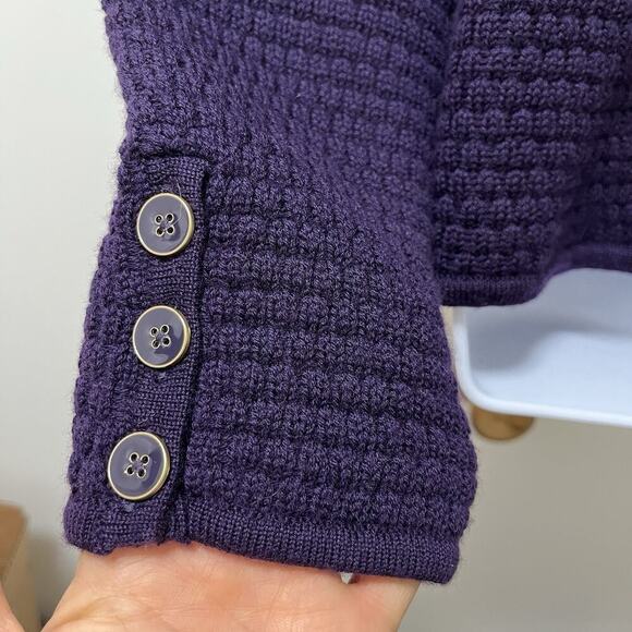 Talbots Womens Merino Wool Knit Blazer Cardigan Size M Royal Purple Academia - Picture 5 of 8